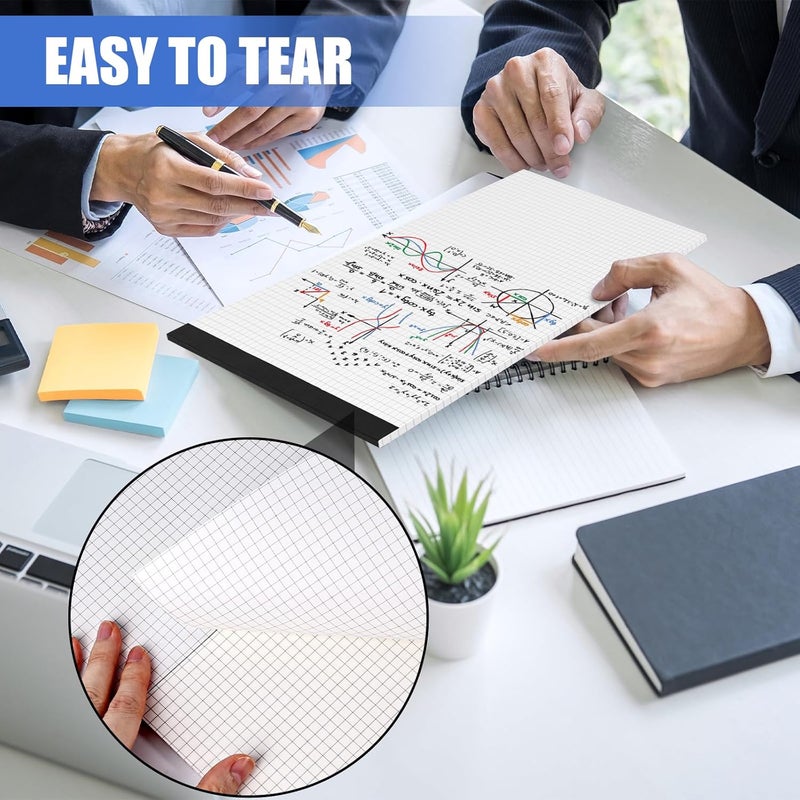 BOOKNOW 2-Pack 8.5" x 11" White 4x4 Quad Ruled Graph Paper Pads, 50 Sheets per Pad, for Office, School, Drawing, Math, Drafting, and Engineering - Image 2